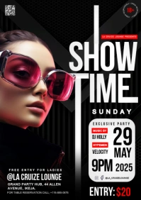 Black Maximalist Show Time Sunday  A4 template