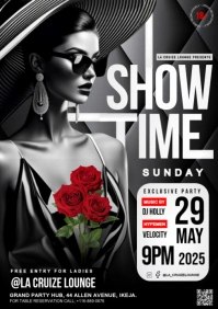 Black Maximalist Show Time Sunday A4 template
