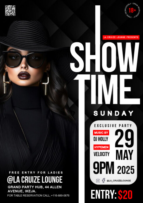 Black Maximalist Show Time Sunday  A4 template