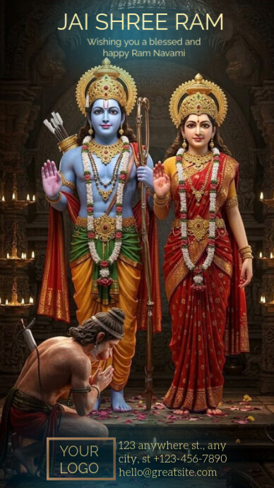 Black Maximalist Shree Ram Navami  Instagram Story template