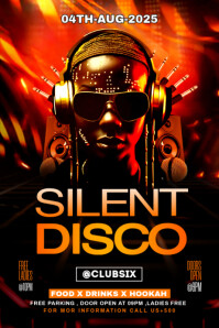 Black Maximalist Silent Disco Party Flyer Poster Póster template
