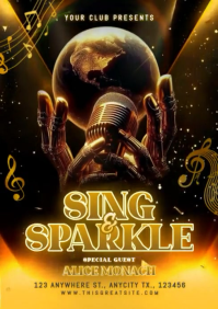 Black Maximalist Sing & Sparkle Night Party A4 template