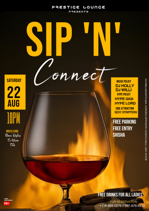 Black Maximalist Sip N Connect  A4 template