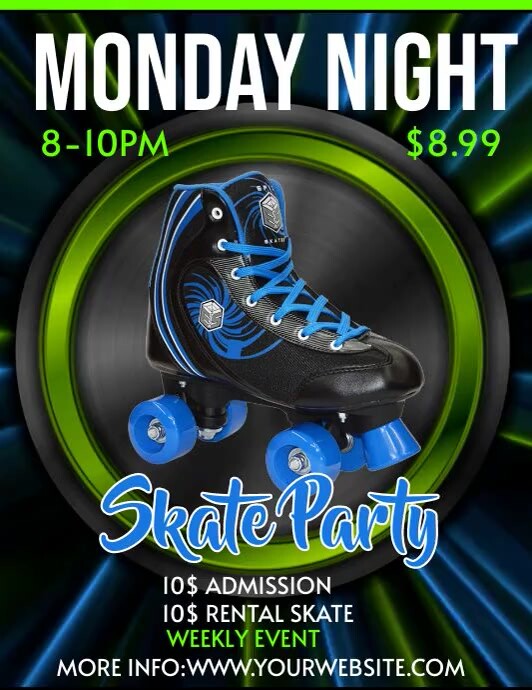 Black Maximalist Skate Party Flyer (us Letter template