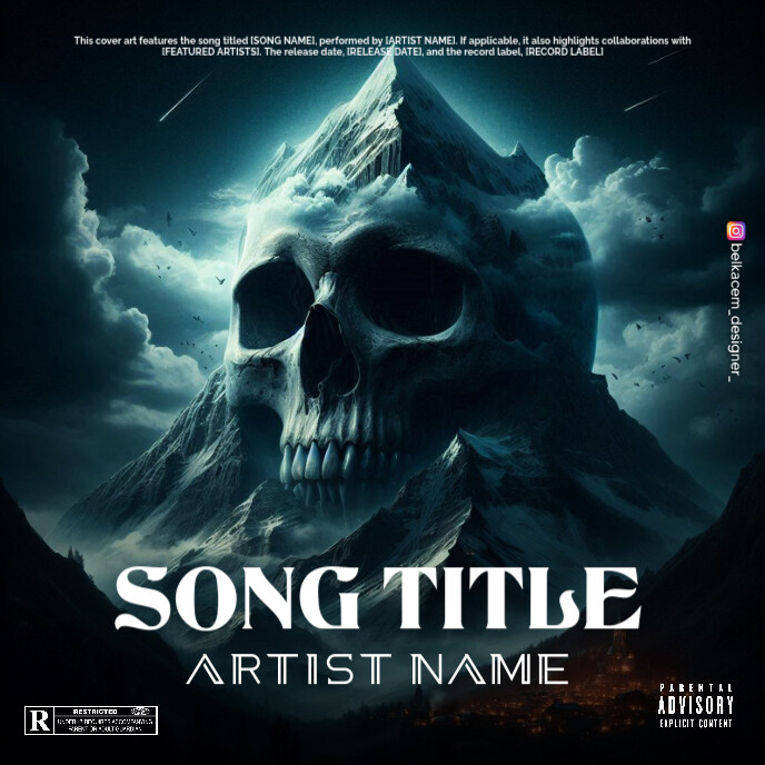 Black Maximalist Skull Mountaine Album Cover Template | PosterMyWall