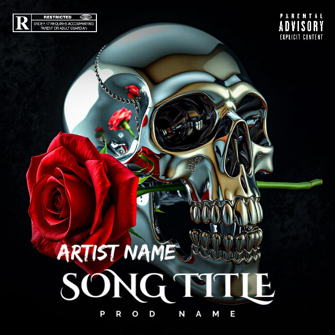 Black Maximalist Skull Rose Album Cover Template | PosterMyWall