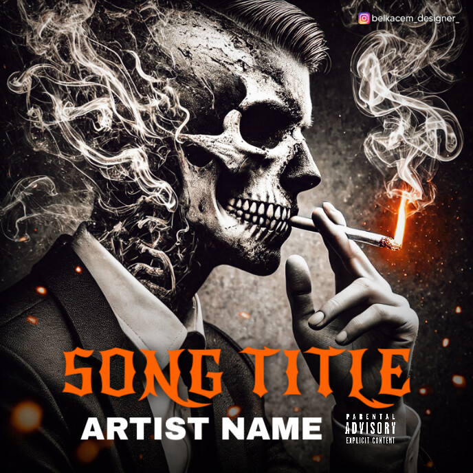 Plantilla de Black Maximalist Skull Smoke Album Cover | PosterMyWall