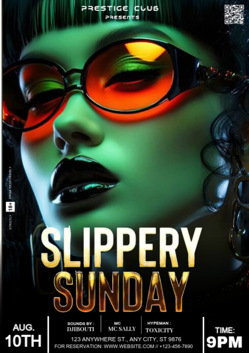 Black Maximalist Slippery Sunday A4 template