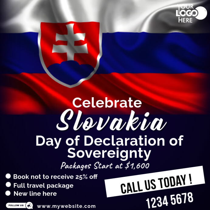 Black Maximalist Slovakia Day Of Declaration Of Sovereignty Instagram Post template