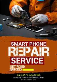 Orange Smartphone Repair Service A2 Template