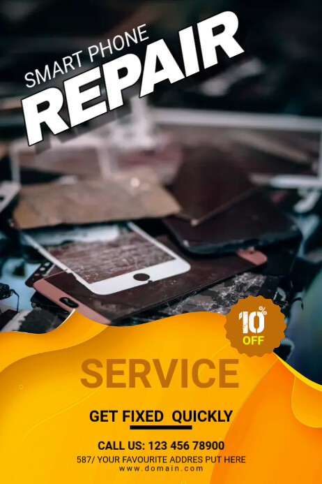 Black Maximalist Smartphone Repair Services Ad Template Poster Cartaz