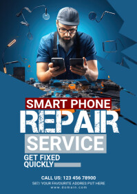 Black Maximalist Smartphone Repair Services Ad Template A3