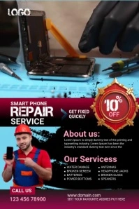 Black Maximalist Smartphone Repair Services Poster Póster template