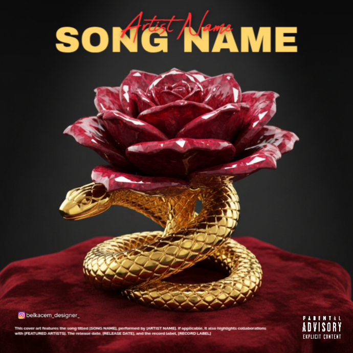 Black Maximalist Snake Roses Album Cover Template | PosterMyWall