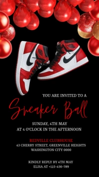 Black Maximalist Sneaker Ball Invitation Flyer  Instagram Story template