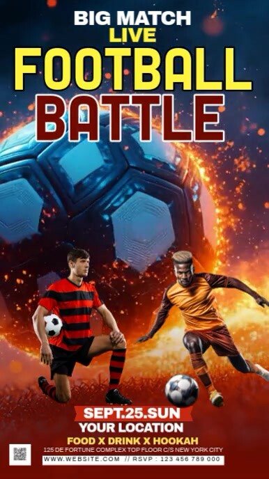 Black Maximalist Soccer Digital Display (9:16) template