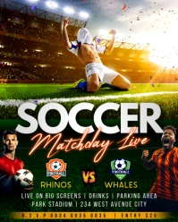 Black Maximalist Soccer Football Matchday Team Vs Team Livestream Bar Invitation Flyer Online Poster Instagram Portrait template
