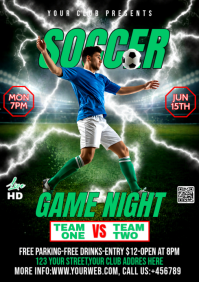 Black Maximalist Soccer Game Night Flyer A1 template