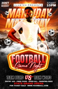 Black Maximalist Soccer Match Day Flyer  Half Page Wide Media Página Ancho template