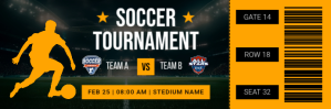 Black Maximalist Soccer Match Ticket Twitter Banner template