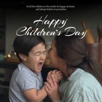 Black Maximalist Soft Green And White Children's Day Mobile Video Instagram Post template