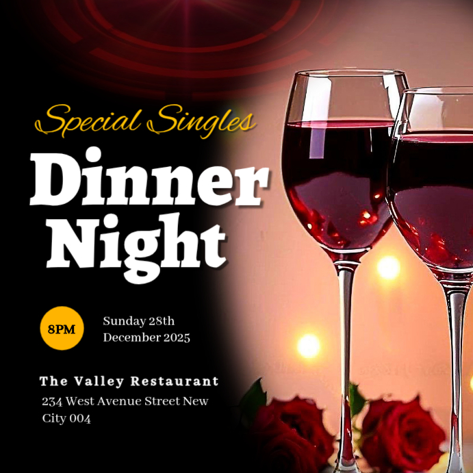 Black Maximalist Special Singles Dinner Night Instagram Post Template ...