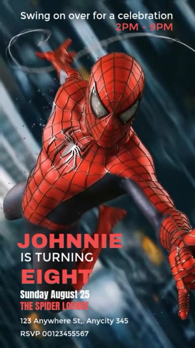Black Maximalist Spider-man Birthday Bash Invitation Instagram Reel template