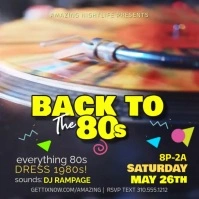 Black Maximalist Spinning Vinyl Back To The 80s Party Template Instagram Post