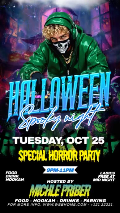 Plantilla de Black Maximalist Spooky Halloween Party Flyer Template ...