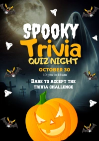 Black Maximalist Spooky Trivia Quiz Night A2 template