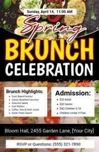Black Maximalist Spring Brunch Flyer  Tabloid template