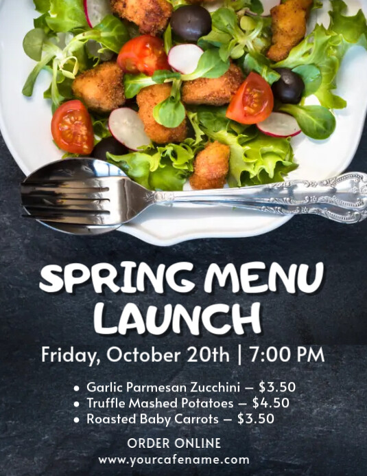 Black Maximalist Spring Specials Menu Flyer (us Letter) Template ...