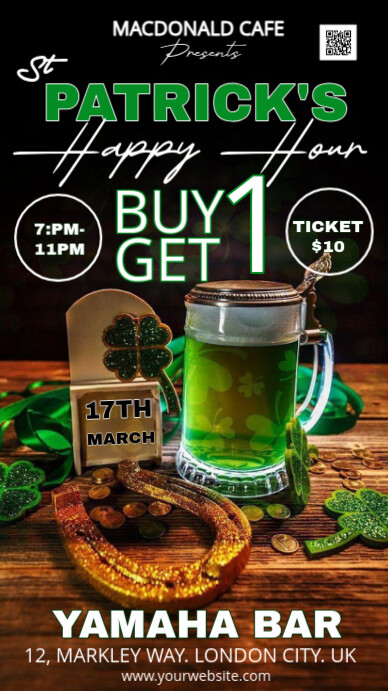 Black Maximalist St Patrick  Digital Display (9:16) template