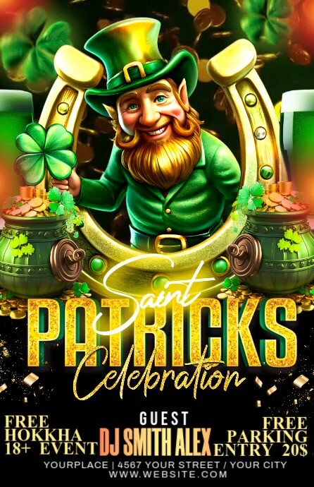 Black Maximalist St. Patrick's Day Half Page Wide template