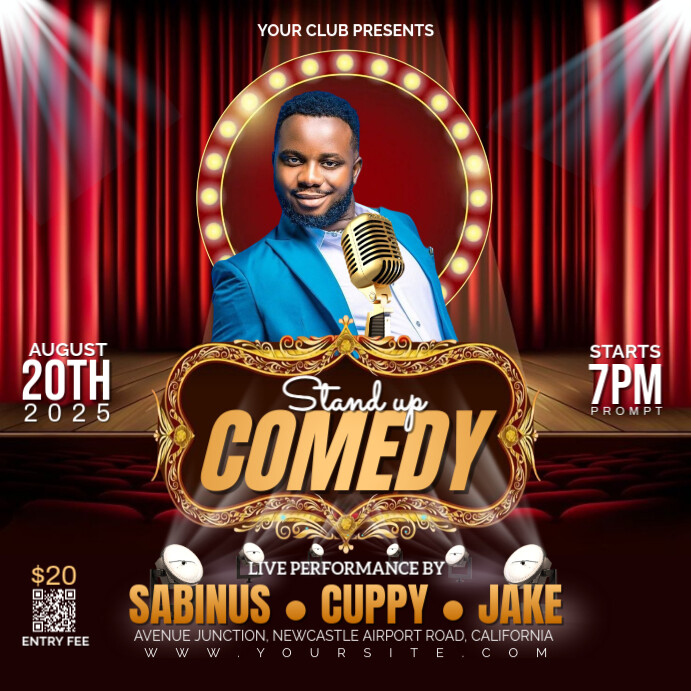 Copy of Black Maximalist Stand Up Comedy Event Flyer Instagram Post ...