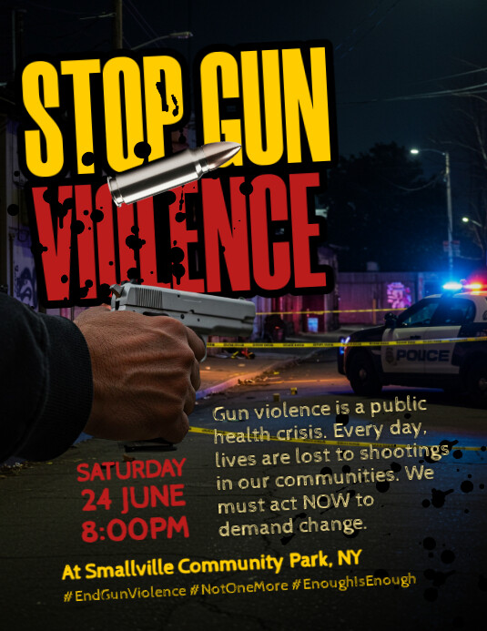 Black Maximalist Stop Gun Violence Flyer (us Letter) Pamflet (VSA Brief) template
