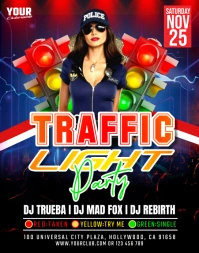 Black Maximalist Stop Light Party Flyer  Post Poster/Wallboard template