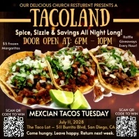 Black Maximalist  Street Tacos - Steak Taco - Mexican Food Instagram Post Wpis na Instagrama template