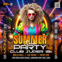 Black Maximalist Summer Beach Party Instagram Post Video Iphosti le-Instagram template