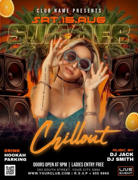 Black Maximalist Summer Chillout Party Flyer (us Letter) Pamflet (VSA Brief) template