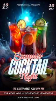 Black Maximalist Summer Cocktail Night Party Flyer Instagram Story template