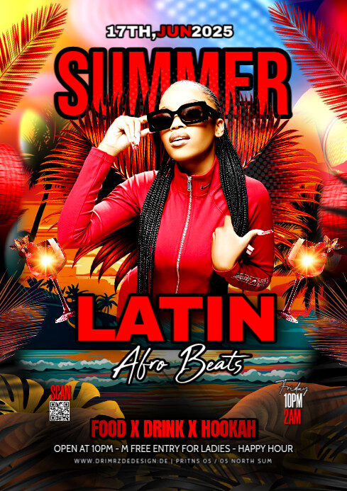 Black Maximalist Summer Latin Party A4 template