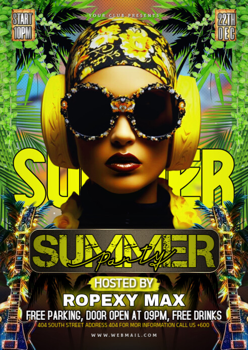 Black Maximalist Summer Party A6 template