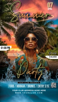 Black Maximalist Summer Party Flyer Business Card Visitekaartje template
