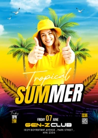 Black Maximalist Summer Tropical Party A6 template