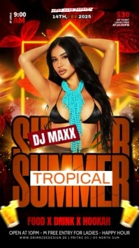 Black Maximalist Summer Tropical Party Instagram Story Instagram-Story template