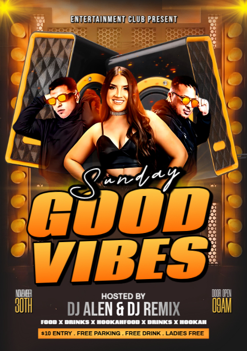 Black Maximalist Sunday Good Vibes A4 template