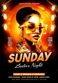 Black Maximalist Sunday Ladies Night  A4 template