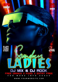 Black Maximalist Sunday Ladies Night A4 template