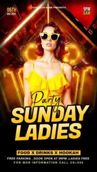 Black Maximalist Sunday Ladies Party Digital Display (9:16) template